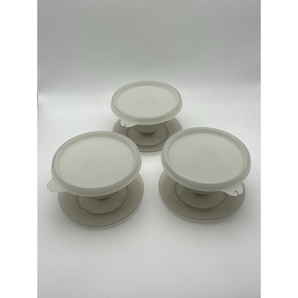 Vintage Tupperware Pudding Parfait Jello Dessert Cups with Lids 754-25 Set Of 3 - Picture 4 of 4